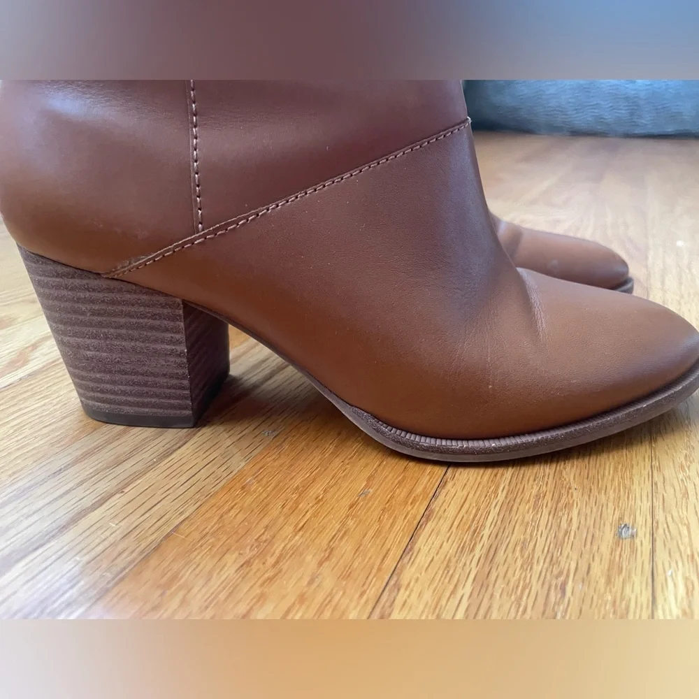 Madewell Brown Leather Ankle Boot with Block Heel